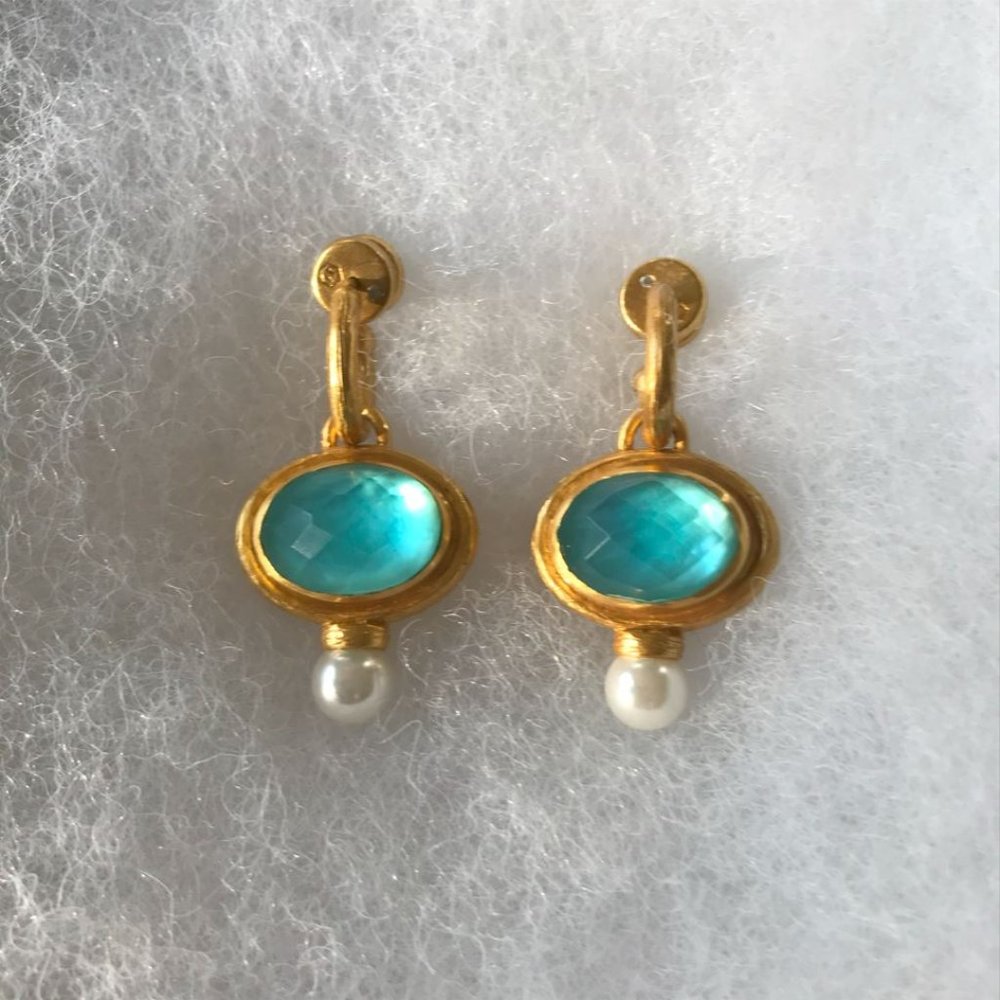Julie Vos Earrings (Bahamian Blue - Pearl)